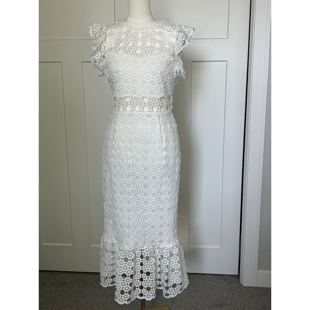 NWT Petal & Pup Lauren White Lace Midi Dress Women's 8- Bridal Shower Graduation - Picture 3 of 15